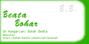 beata bohar business card